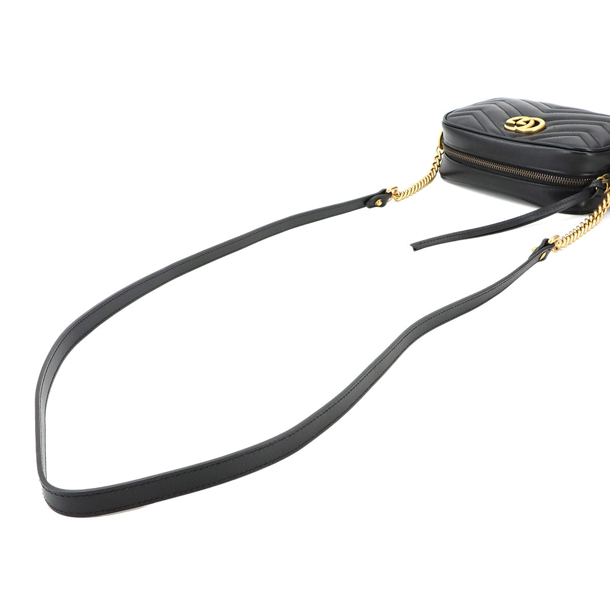 GG Marmont Quilting Mini Chain Shoulder Bag Leather Black 448065