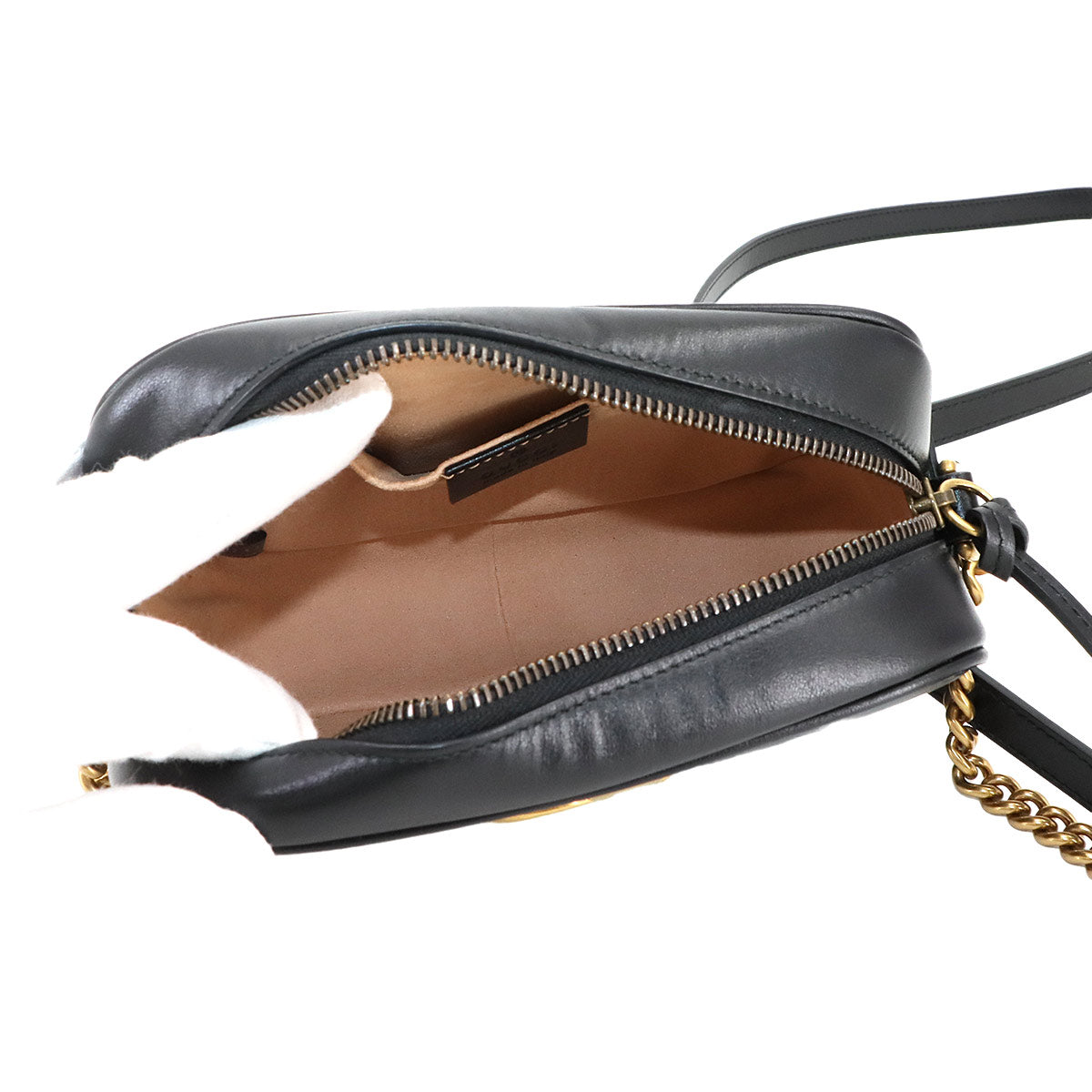 GG Marmont Quilting Mini Chain Shoulder Bag Leather Black 448065