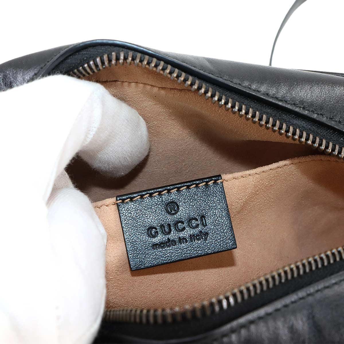 GG Marmont Quilting Mini Chain Shoulder Bag Leather Black 448065