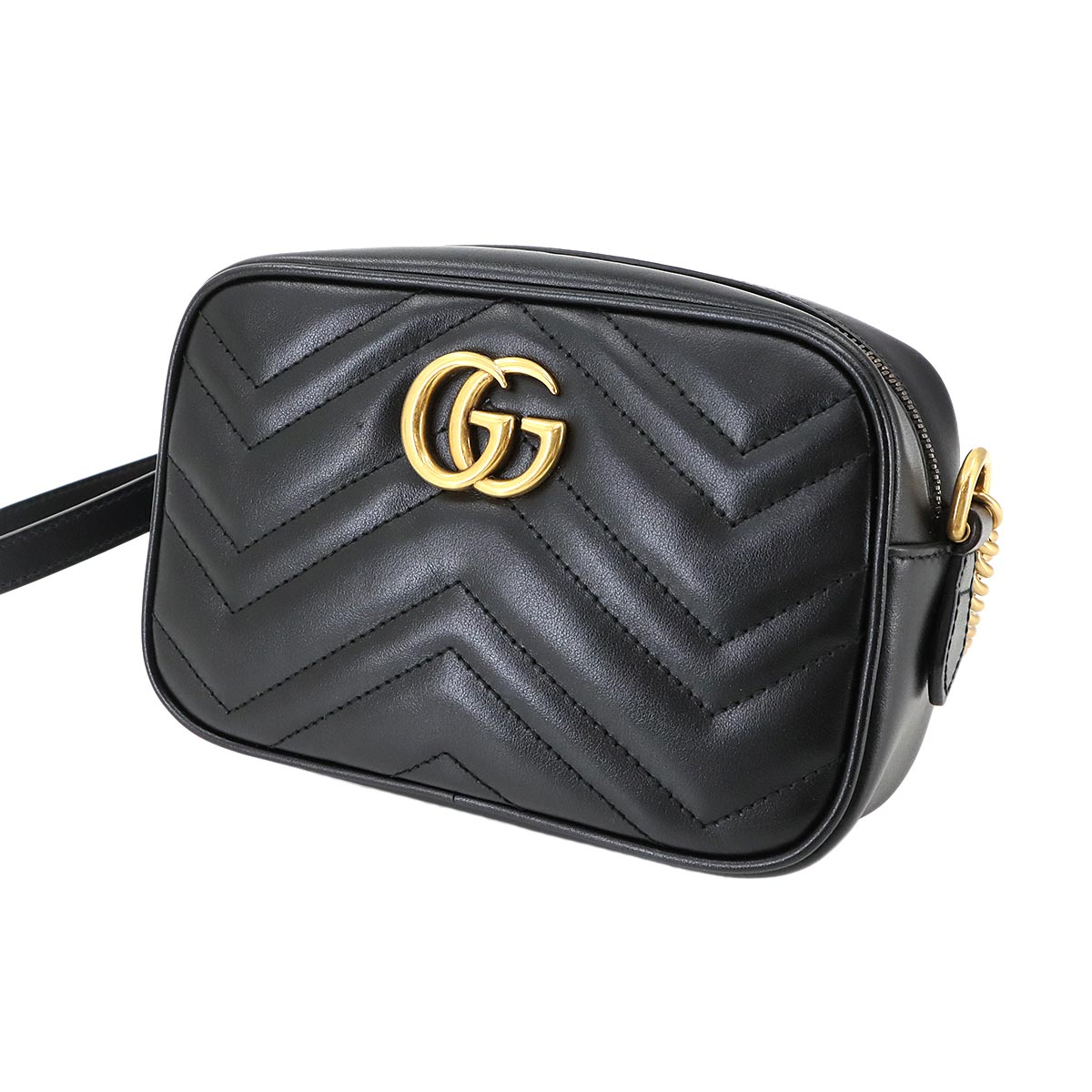 GG Marmont Quilting Mini Chain Shoulder Bag Leather Black 448065