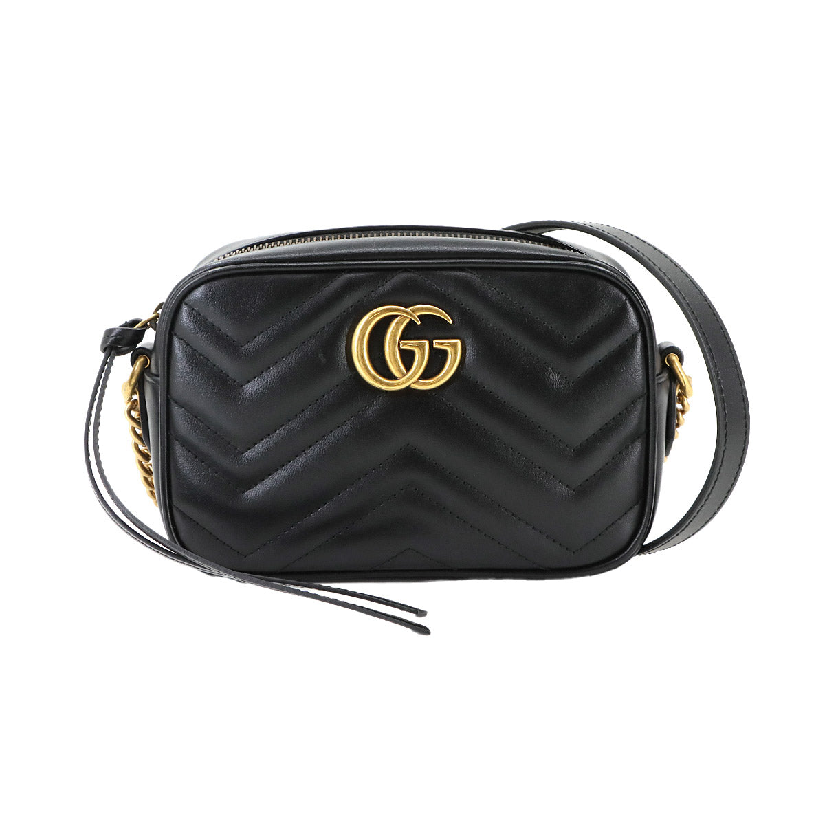 GG Marmont Quilting Mini Chain Shoulder Bag Leather Black 448065