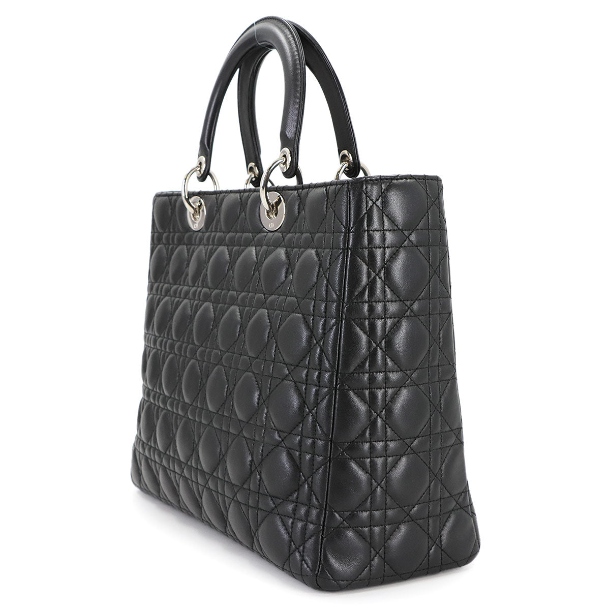 Lady Dior Large 2way Hand Shoulder Bag Leather Black