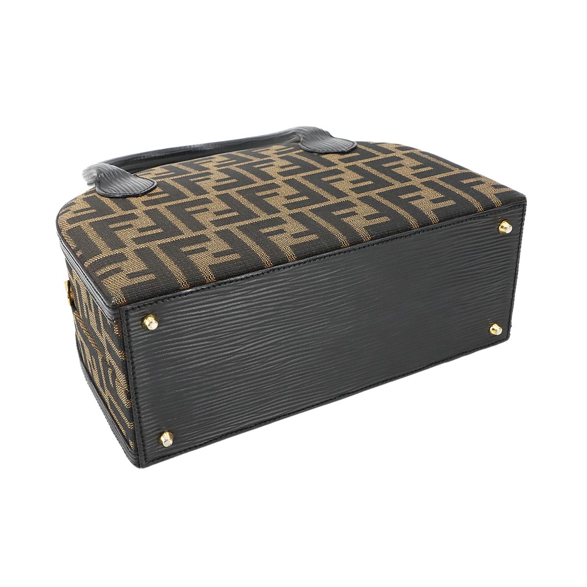 Zucca Hand Shoulder Bag Canvas Leather Brown Black Vintage