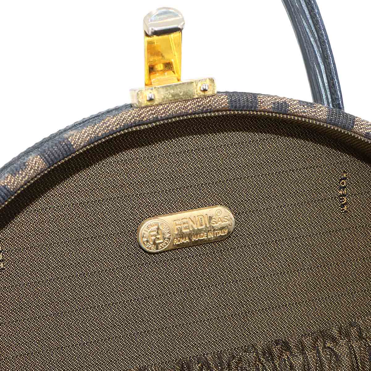 Zucca Hand Shoulder Bag Canvas Leather Brown Black Vintage