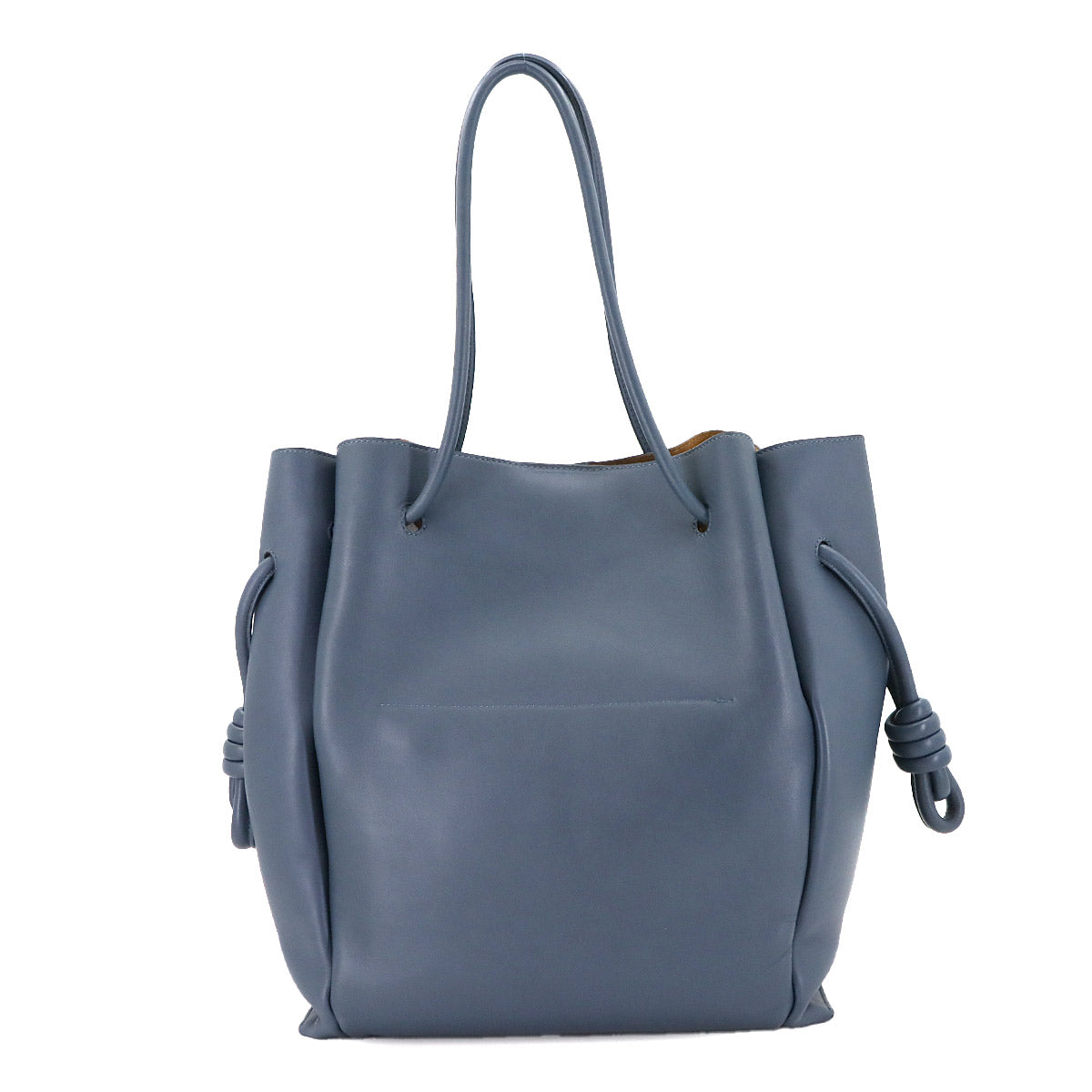 Flamenco Knot Tote Bag Leather Blue Purse
