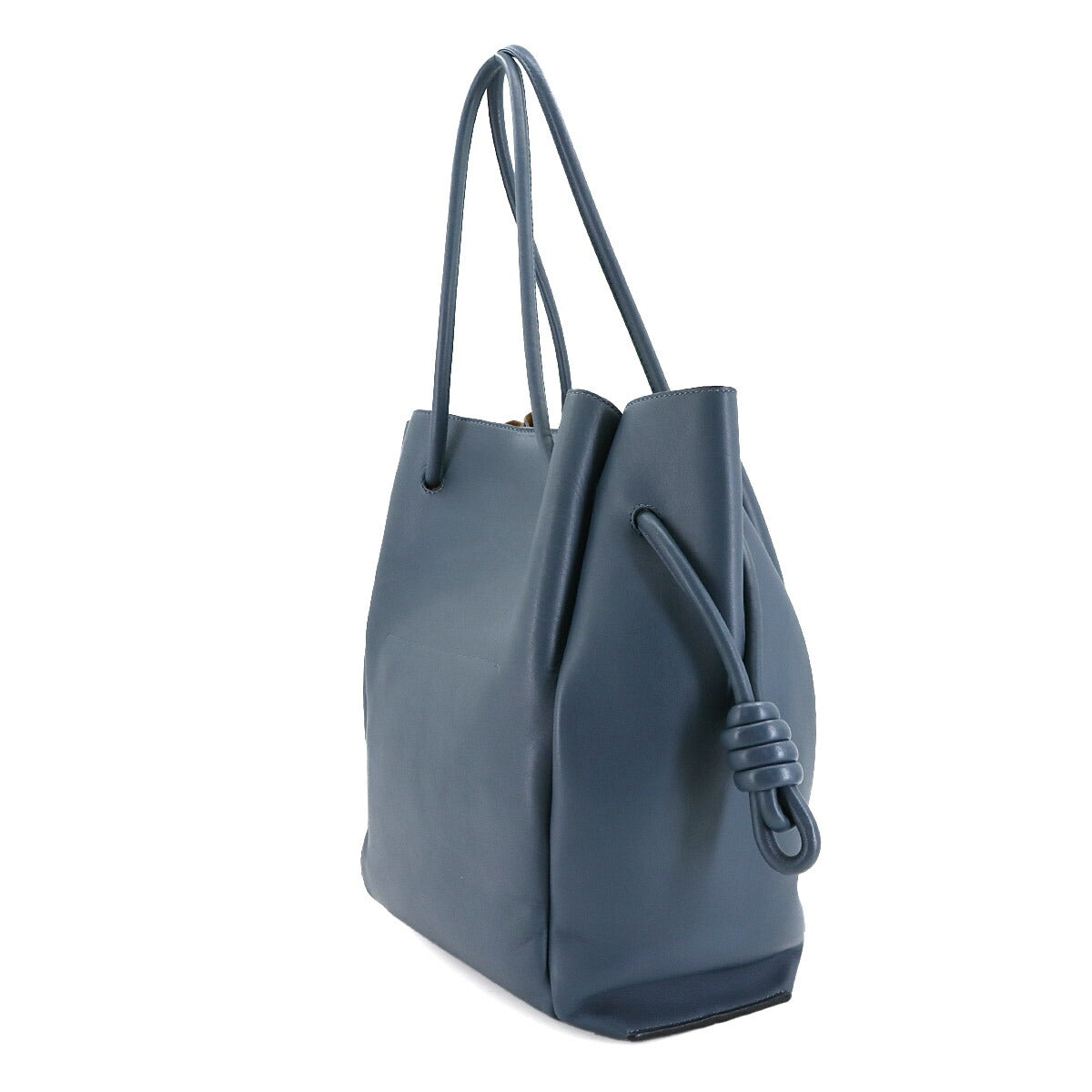 Flamenco Knot Tote Bag Leather Blue Purse