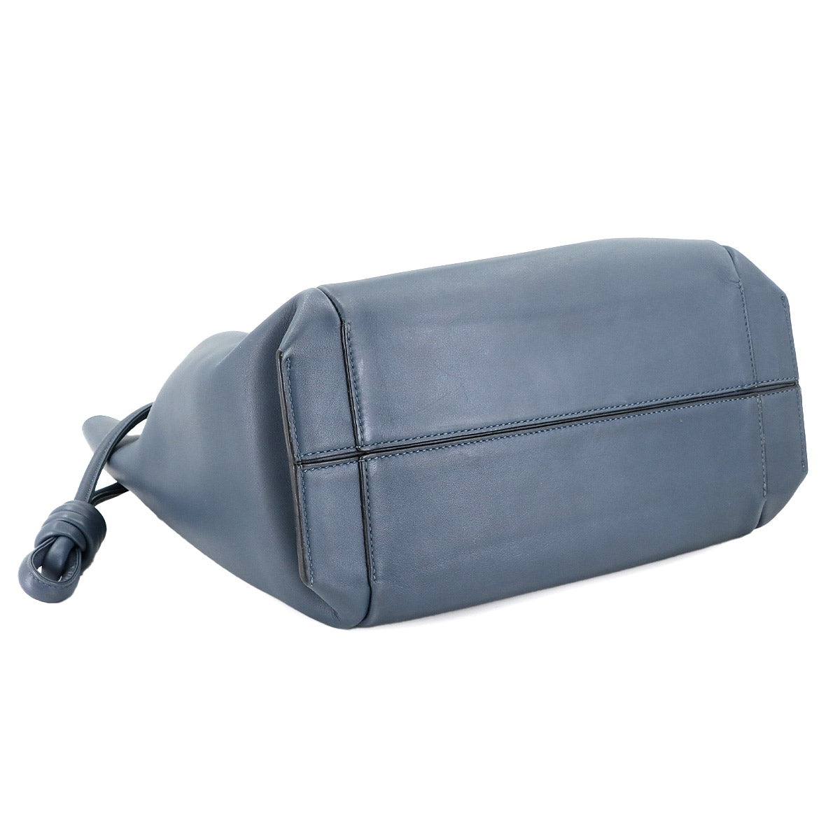 Flamenco Knot Tote Bag Leather Blue Purse