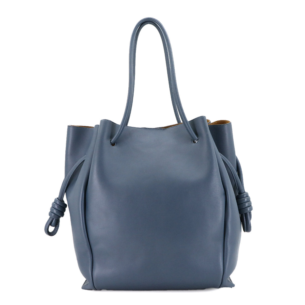 Flamenco Knot Tote Bag Leather Blue Purse