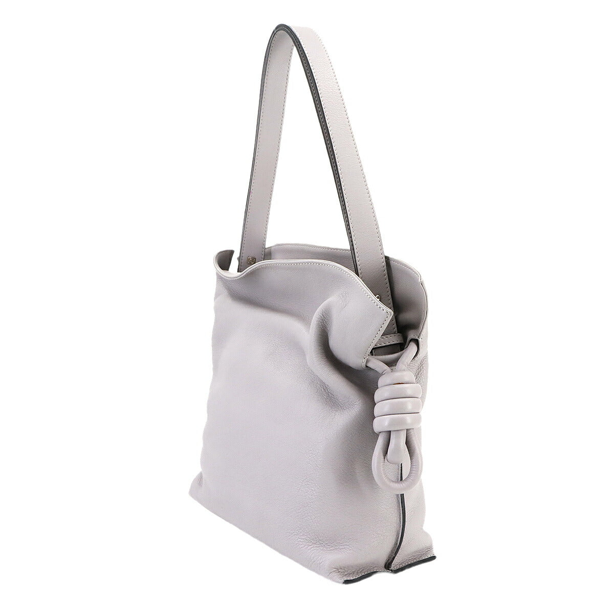 Flamenco Clutch Medium Shoulder Bag Leather Gray Purse