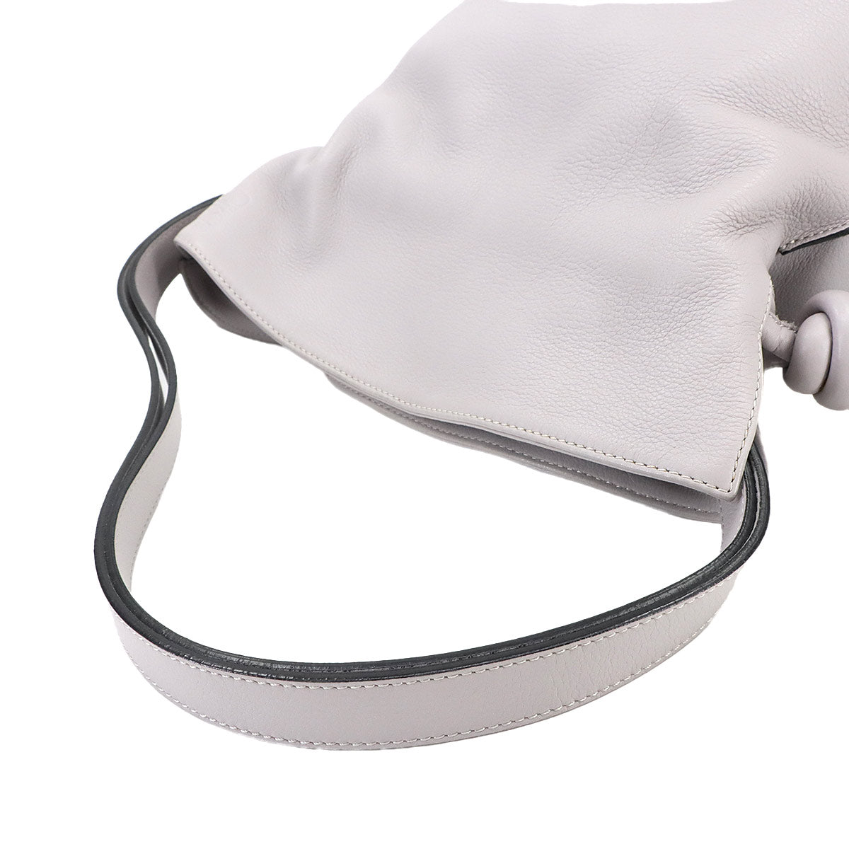 Flamenco Clutch Medium Shoulder Bag Leather Gray Purse