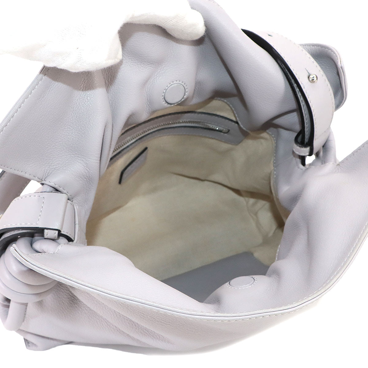 Flamenco Clutch Medium Shoulder Bag Leather Gray Purse