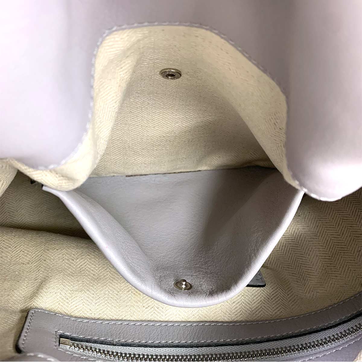 Flamenco Clutch Medium Shoulder Bag Leather Gray Purse