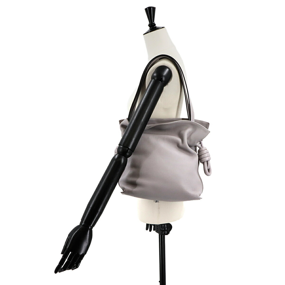 Flamenco Clutch Medium Shoulder Bag Leather Gray Purse