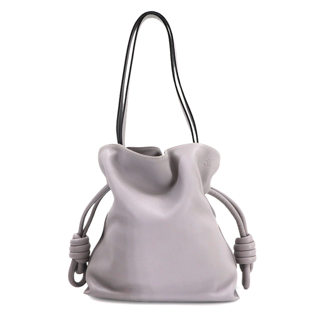 Flamenco Clutch Medium Shoulder Bag Leather Gray Purse