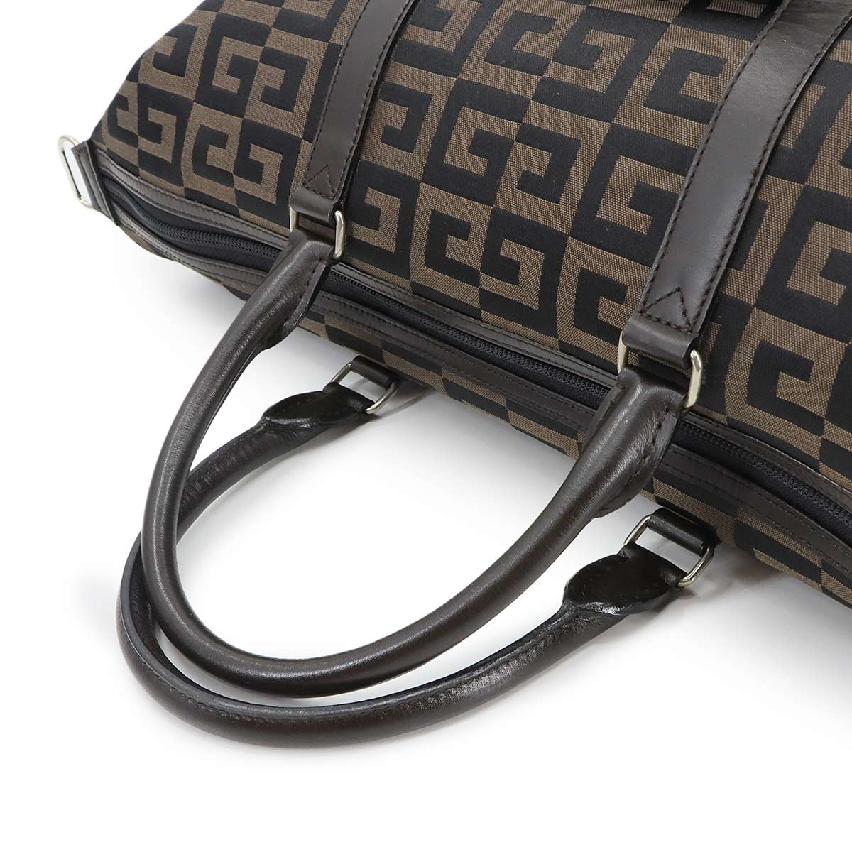 2way Boston Shoulder Bag Nylon canvas Leather Brown Black