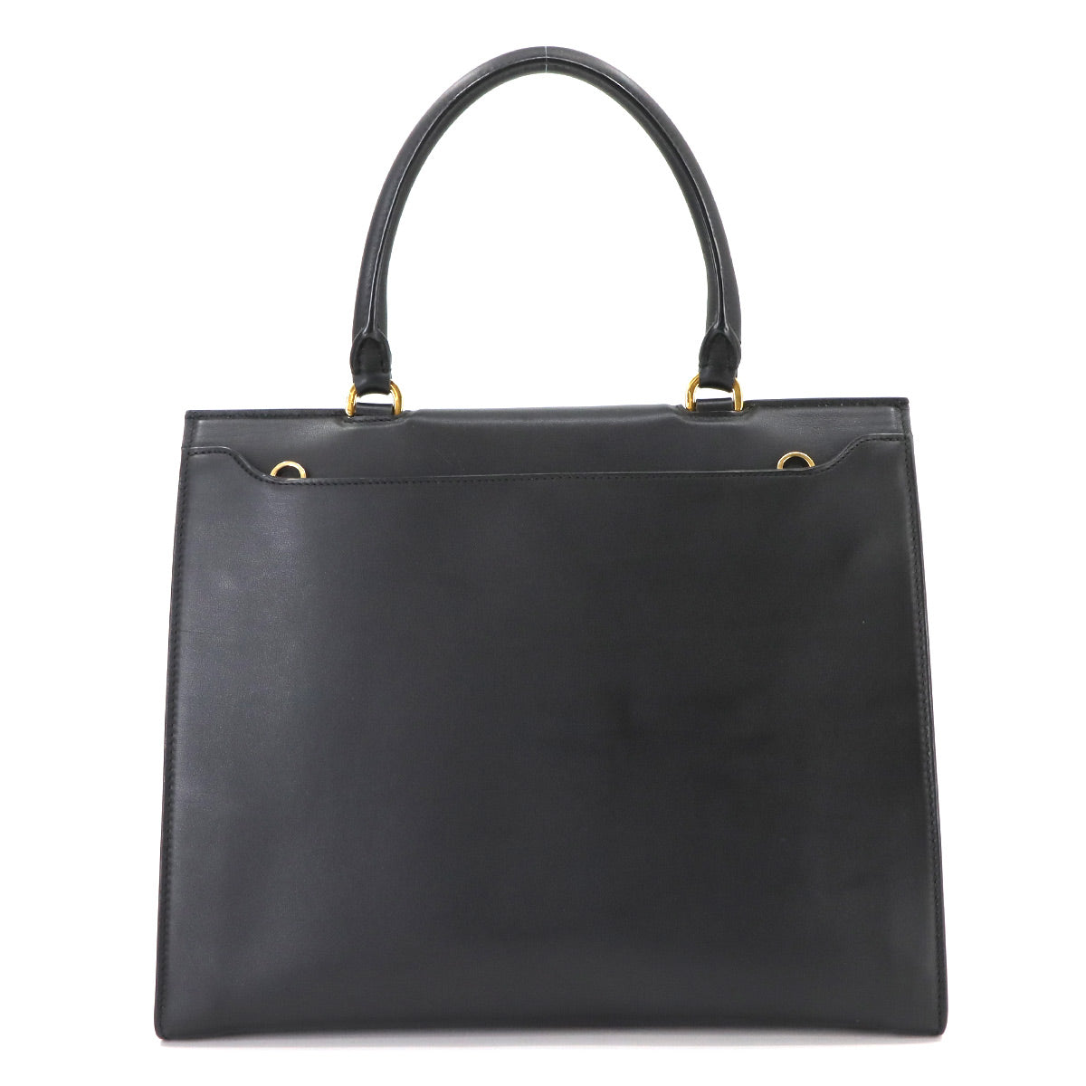 Gancini Hand Shoulder Bag Leather Black Purse