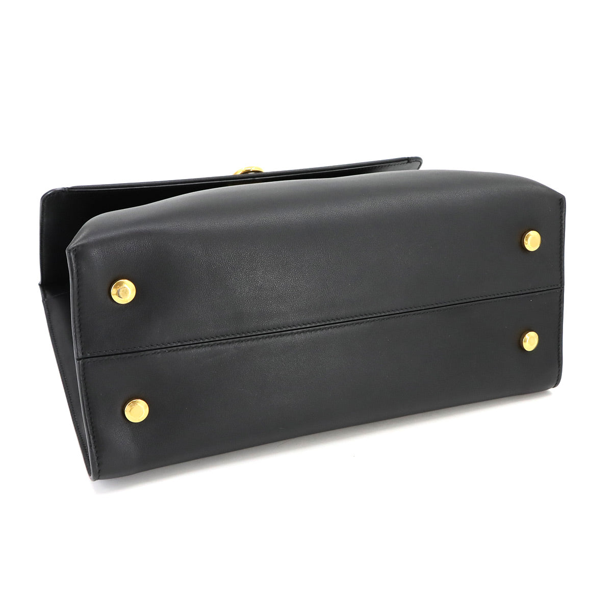 Gancini Hand Shoulder Bag Leather Black Purse