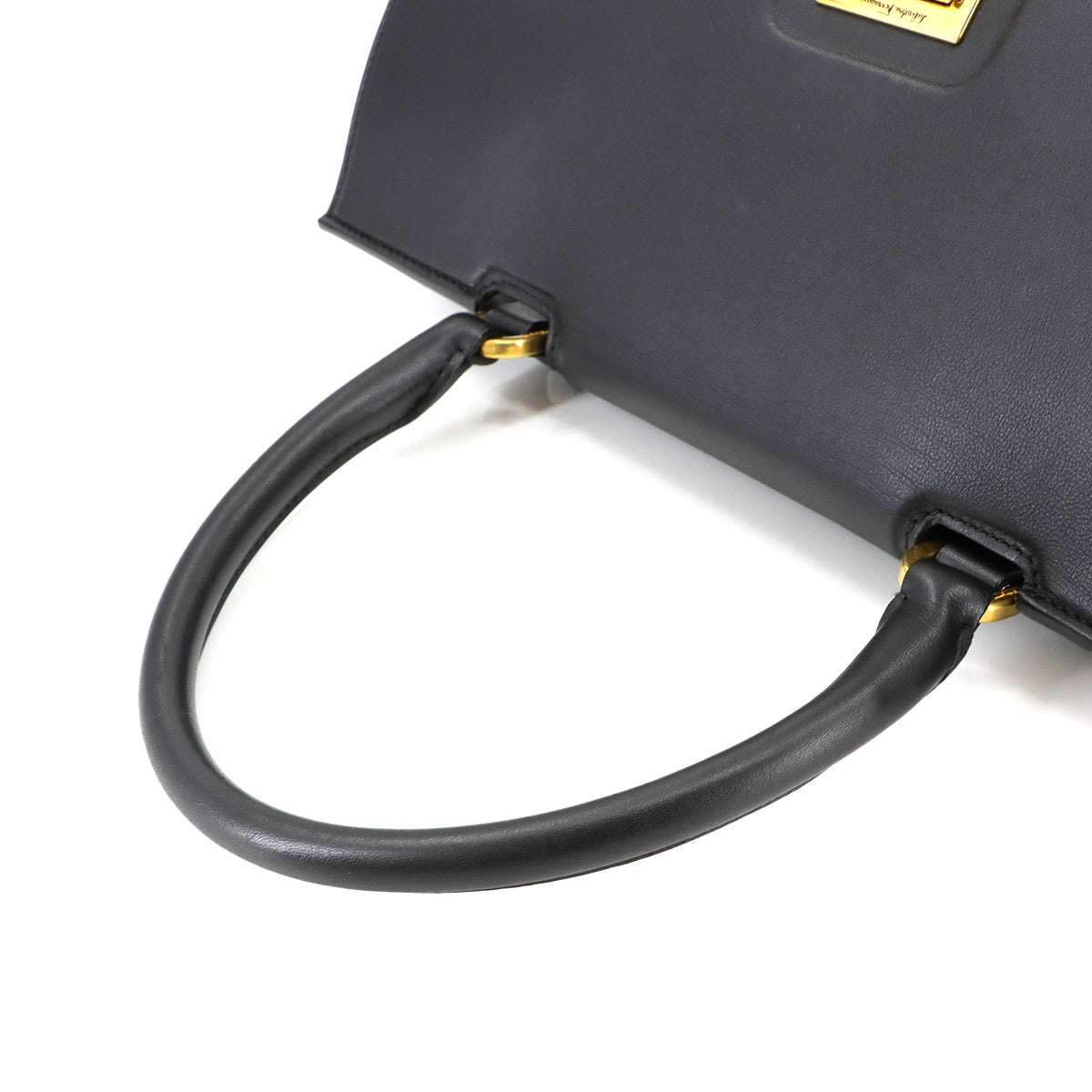 Gancini Hand Shoulder Bag Leather Black Purse