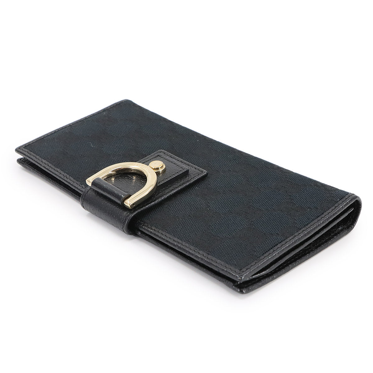 Abbey GG Canvas Long Wallet Leather Black 141412 Purse