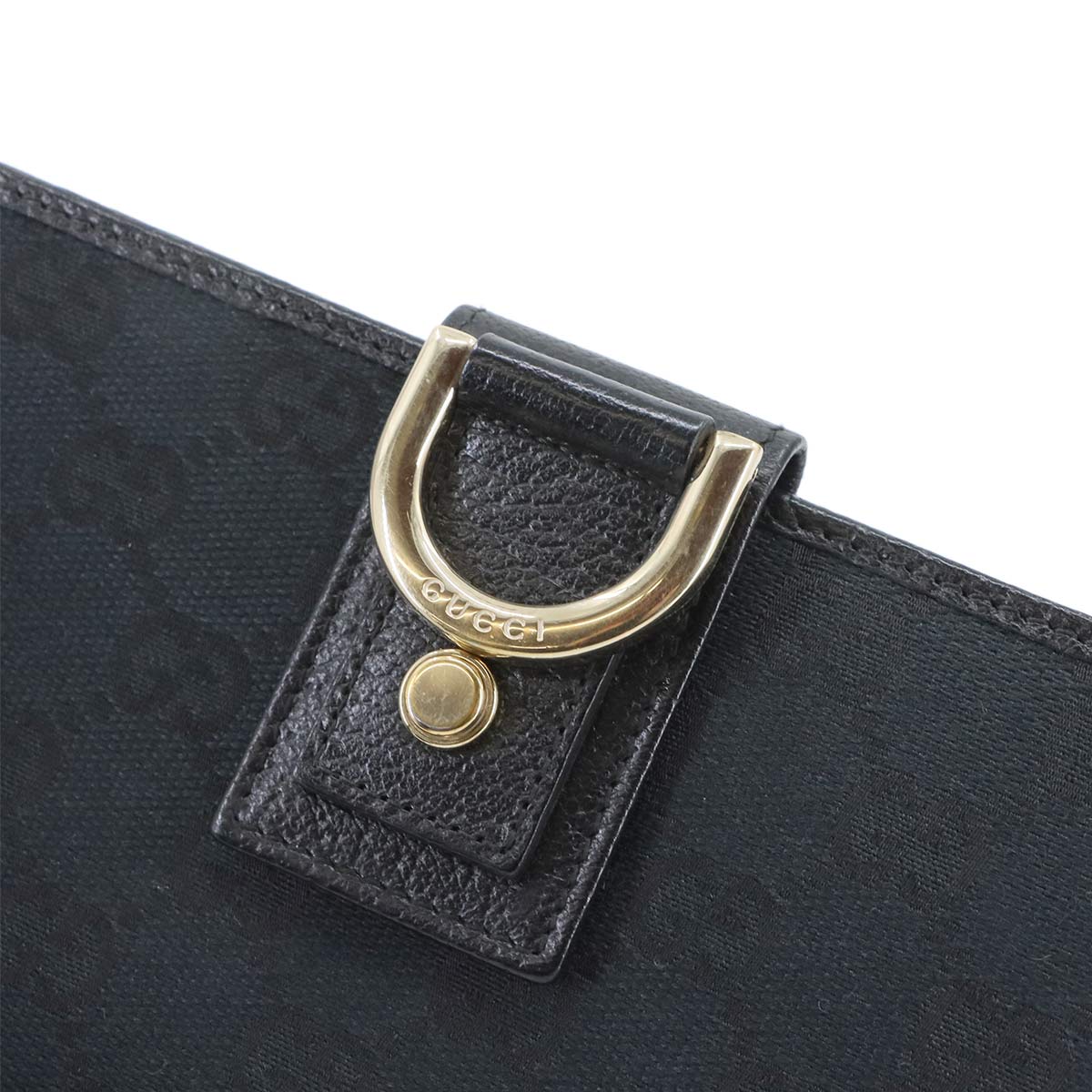 Abbey GG Canvas Long Wallet Leather Black 141412 Purse