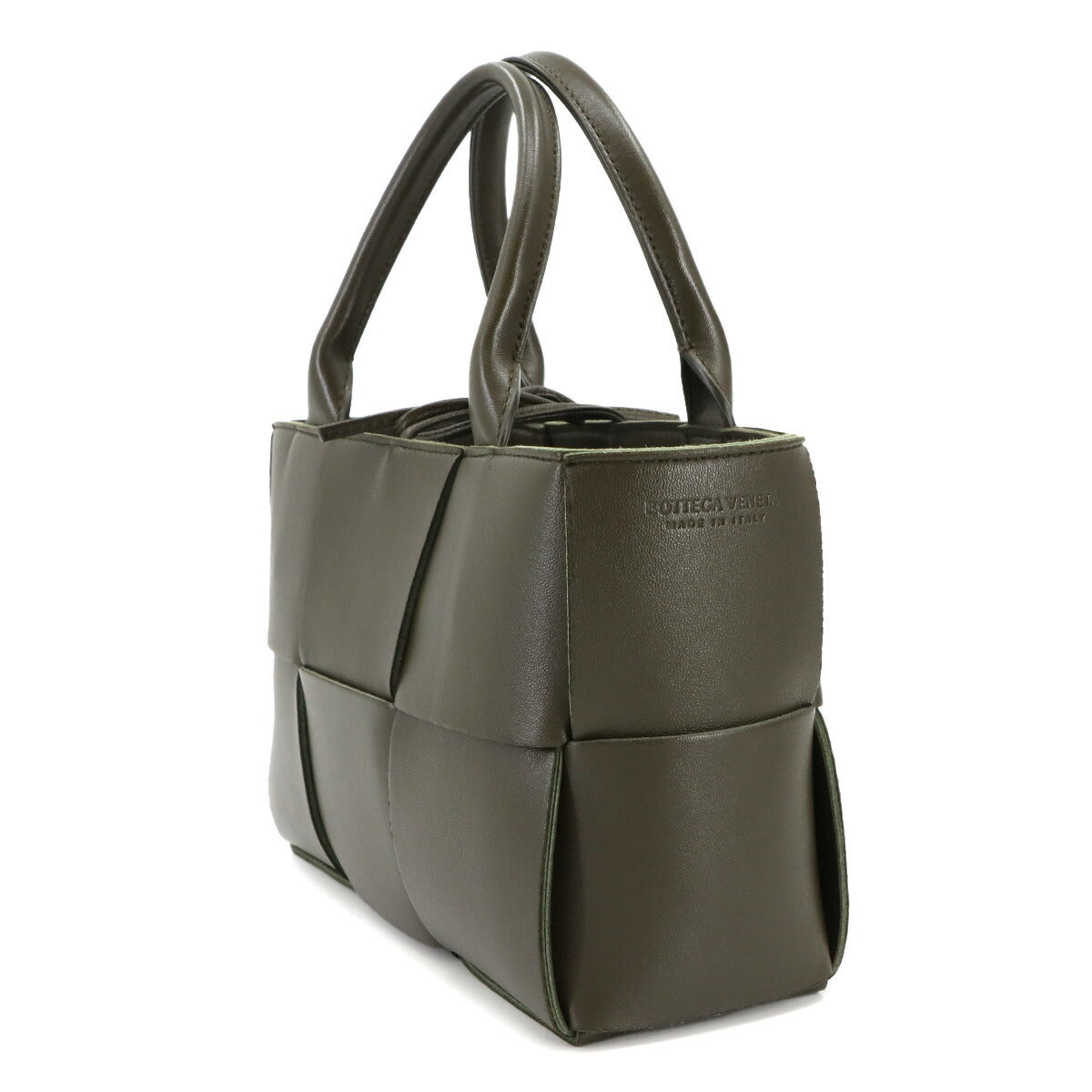 Intrecciato Mini Arco Hand Shoulder Bag Leather Khaki