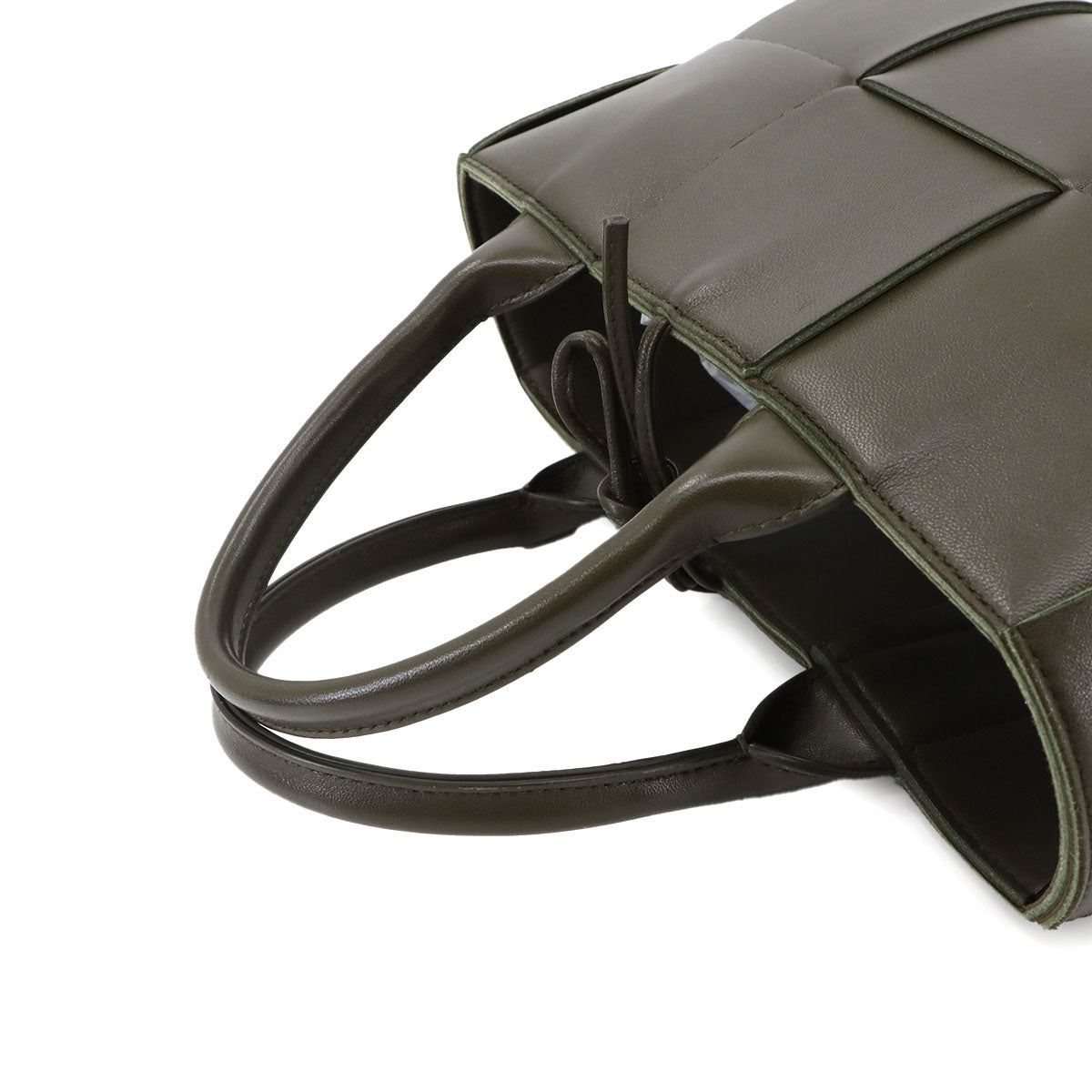 Intrecciato Mini Arco Hand Shoulder Bag Leather Khaki