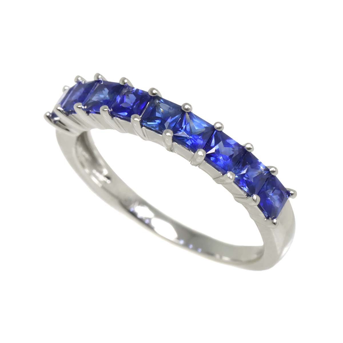 Sapphire 1.10ct Ring 18K K18 WG White Gold size6(US)