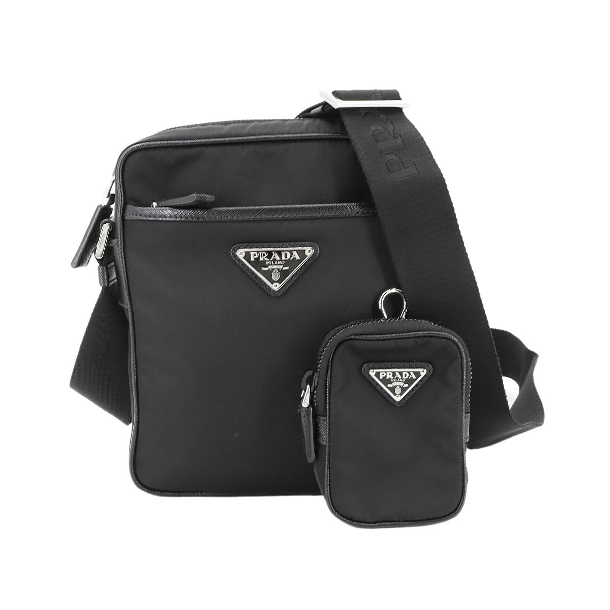 Shoulder Bag Nylon Saffiano Leather Nero Black 2VH112 Purse