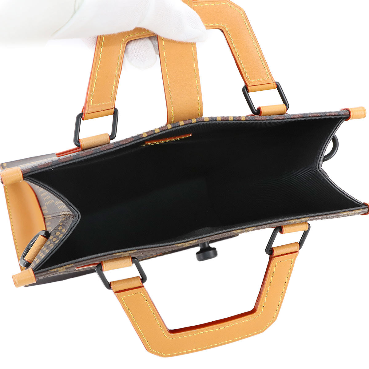 Giant Damier Mini Tote Shoulder Bag Ebene NIGO N40355