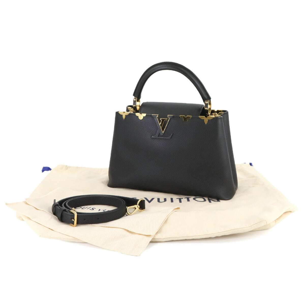 Capucines MM 2way Hand Shoulder Bag Leather Black M54663