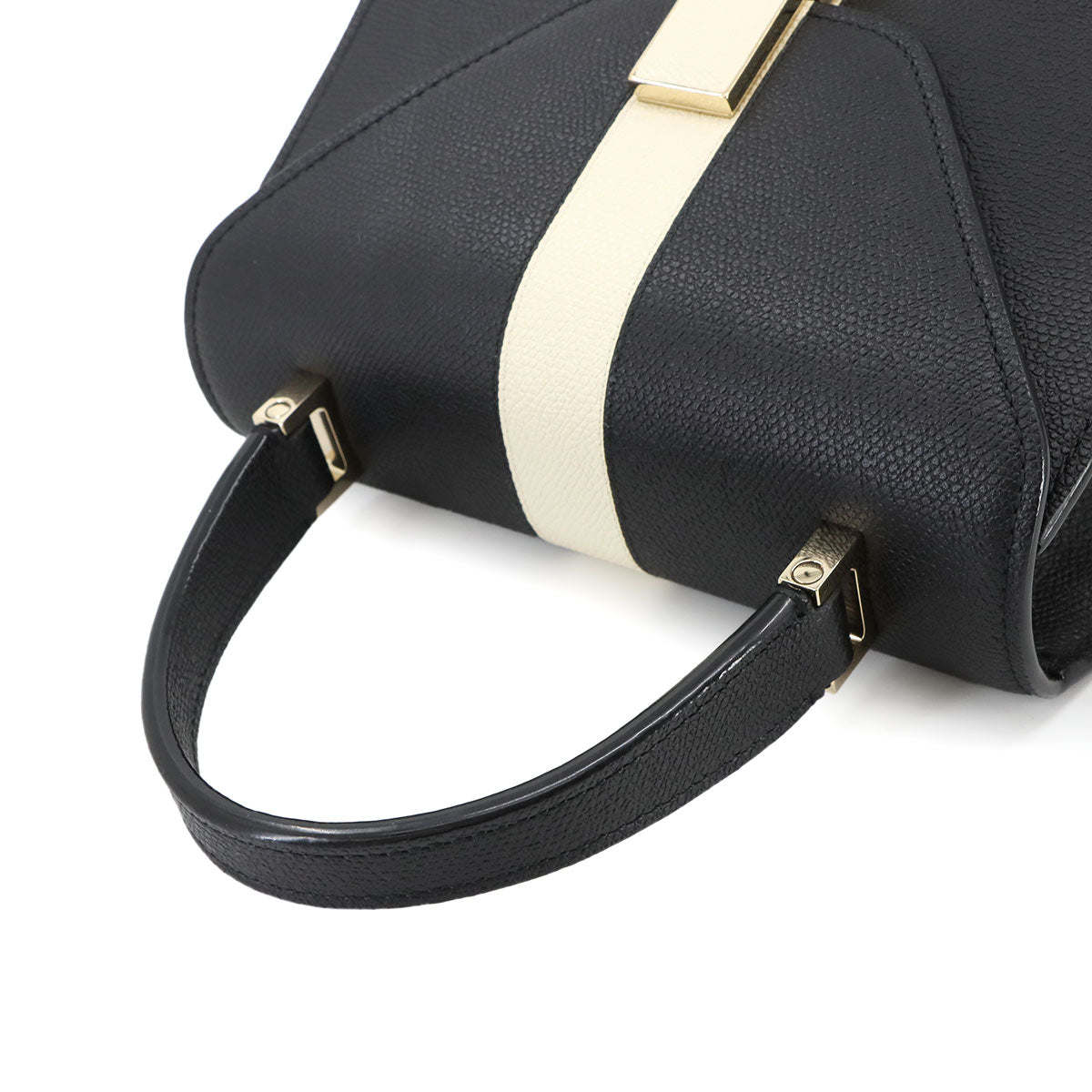 Mini Iside 2way Hand Shoulder Bag Leather Black White Purse