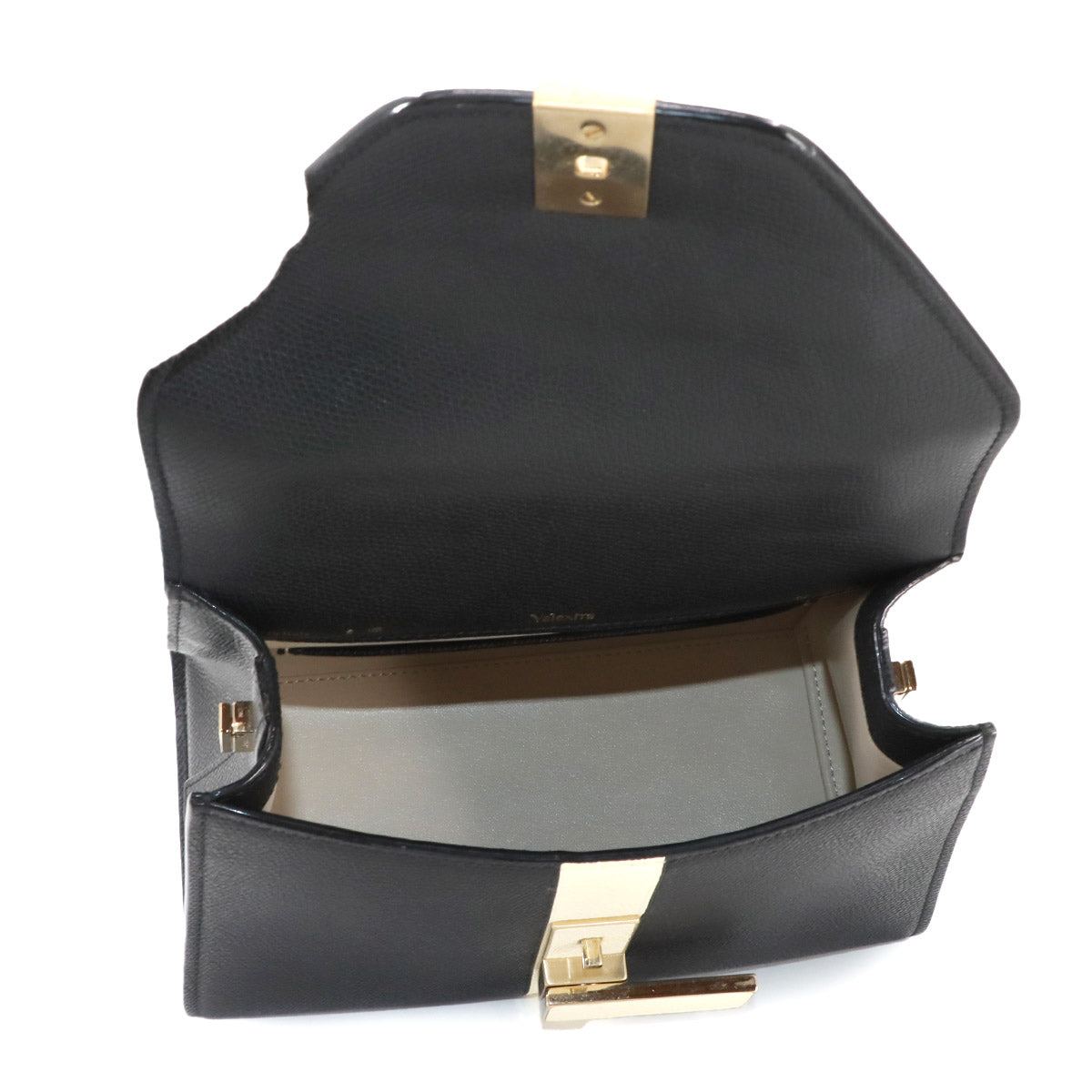 Mini Iside 2way Hand Shoulder Bag Leather Black White Purse