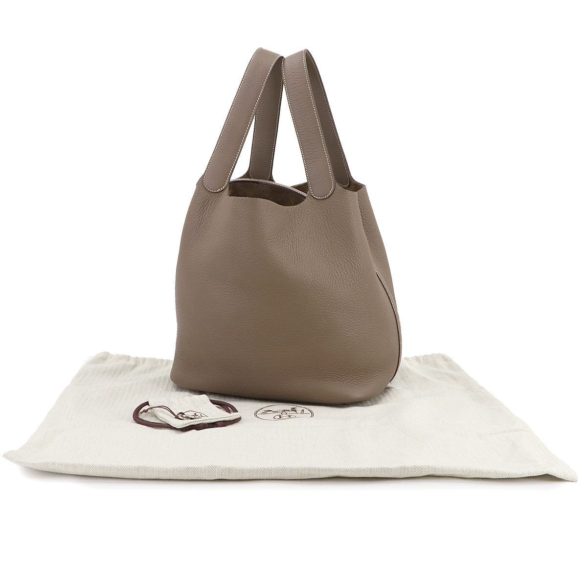 Picotin Lock GM Hand Bag Taurillon Clemence Etoupe Purse