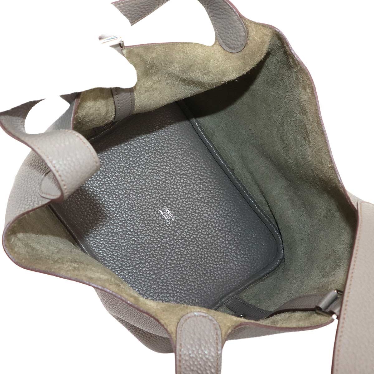 Picotin Lock MM Hand Bag Taurillon Clemence Etain Purse