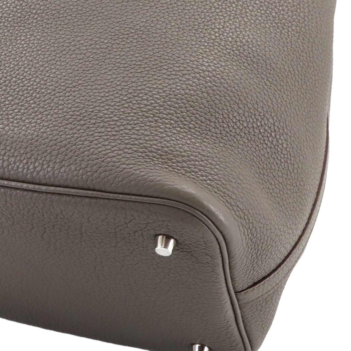 Picotin Lock MM Hand Bag Taurillon Clemence Etain Purse