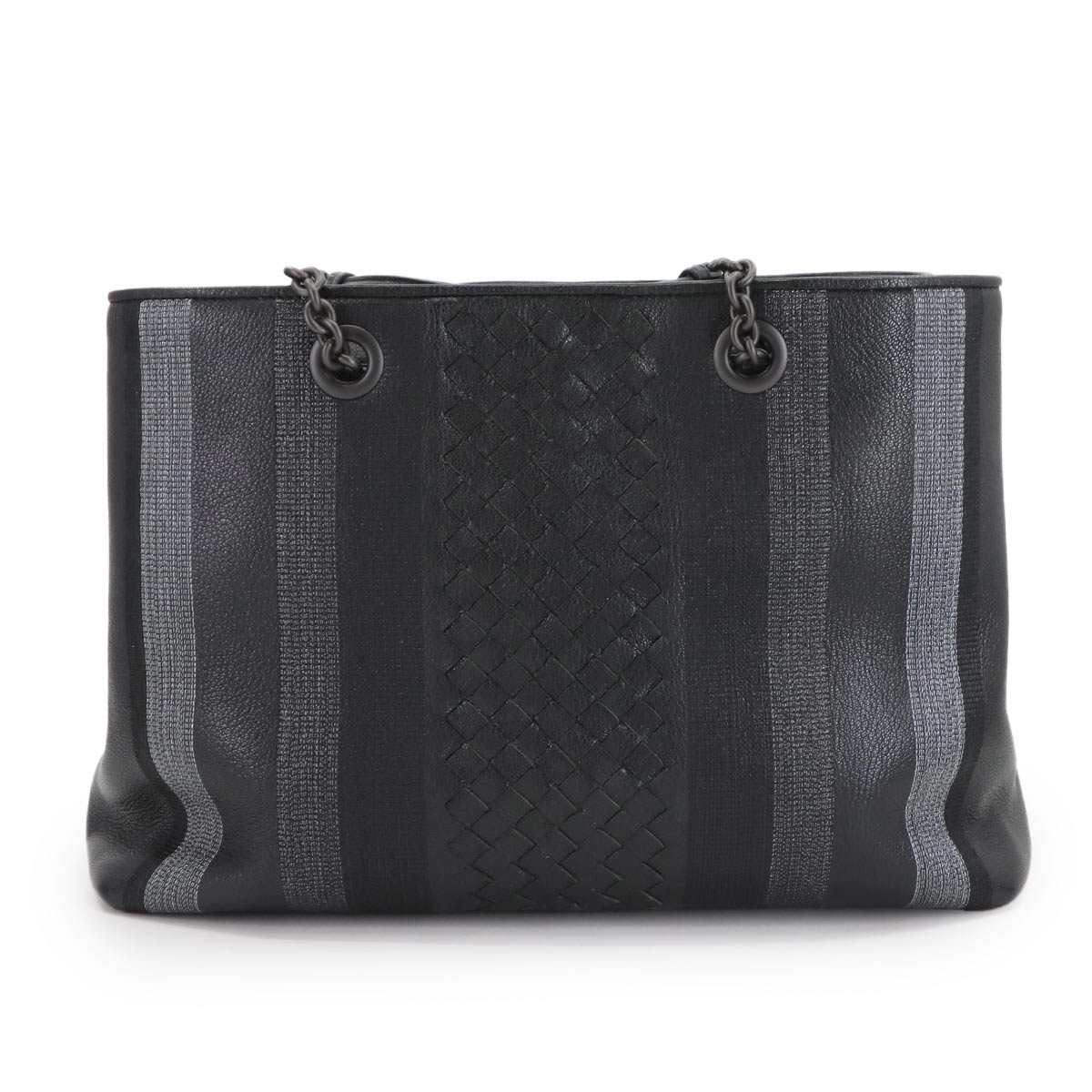 Intrecciato Chain Tote Bag Leather Black