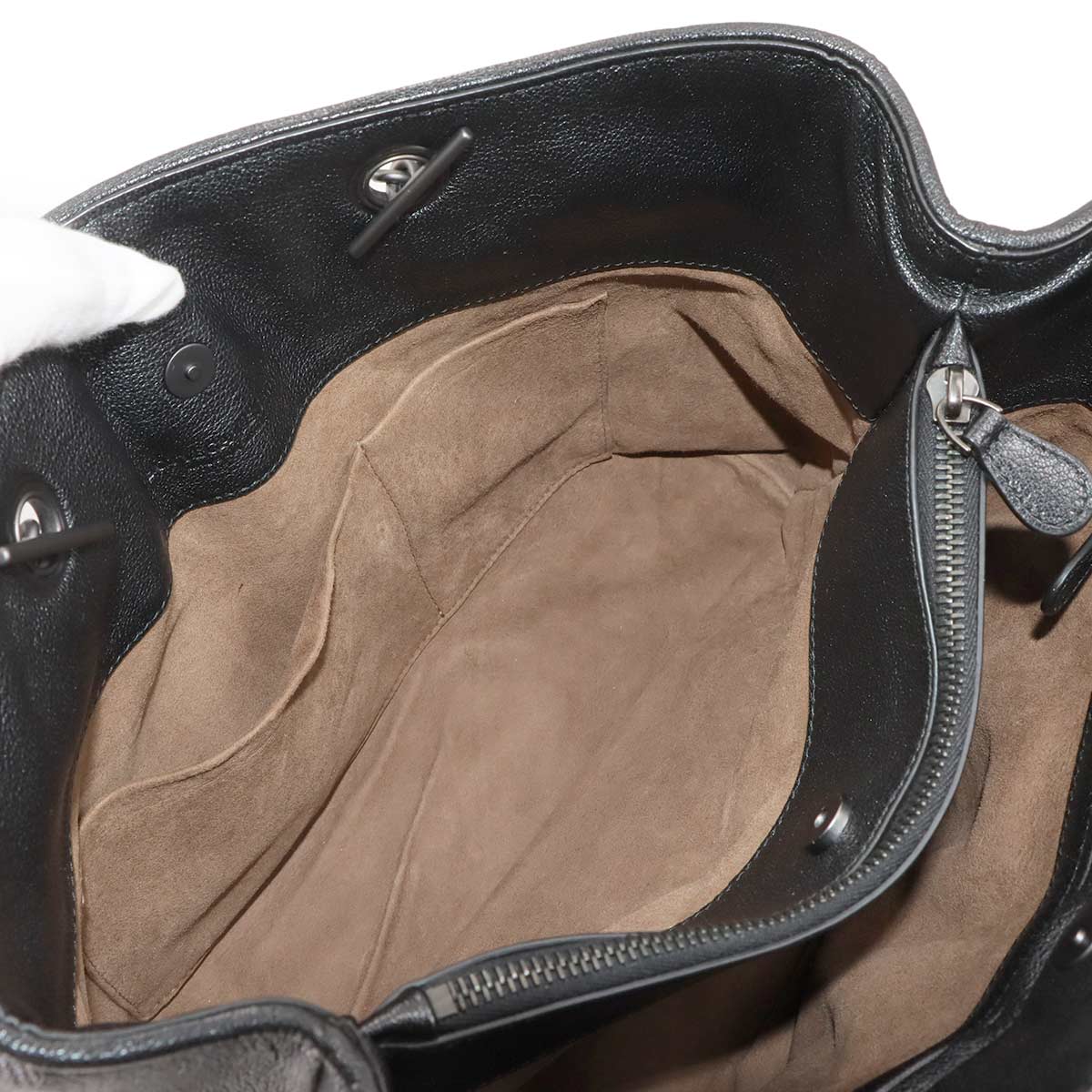 Intrecciato Chain Tote Bag Leather Black