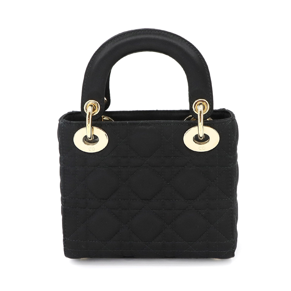 Lady Dior Mini Hand Shoulder Bag Rhinestone Satin Black
