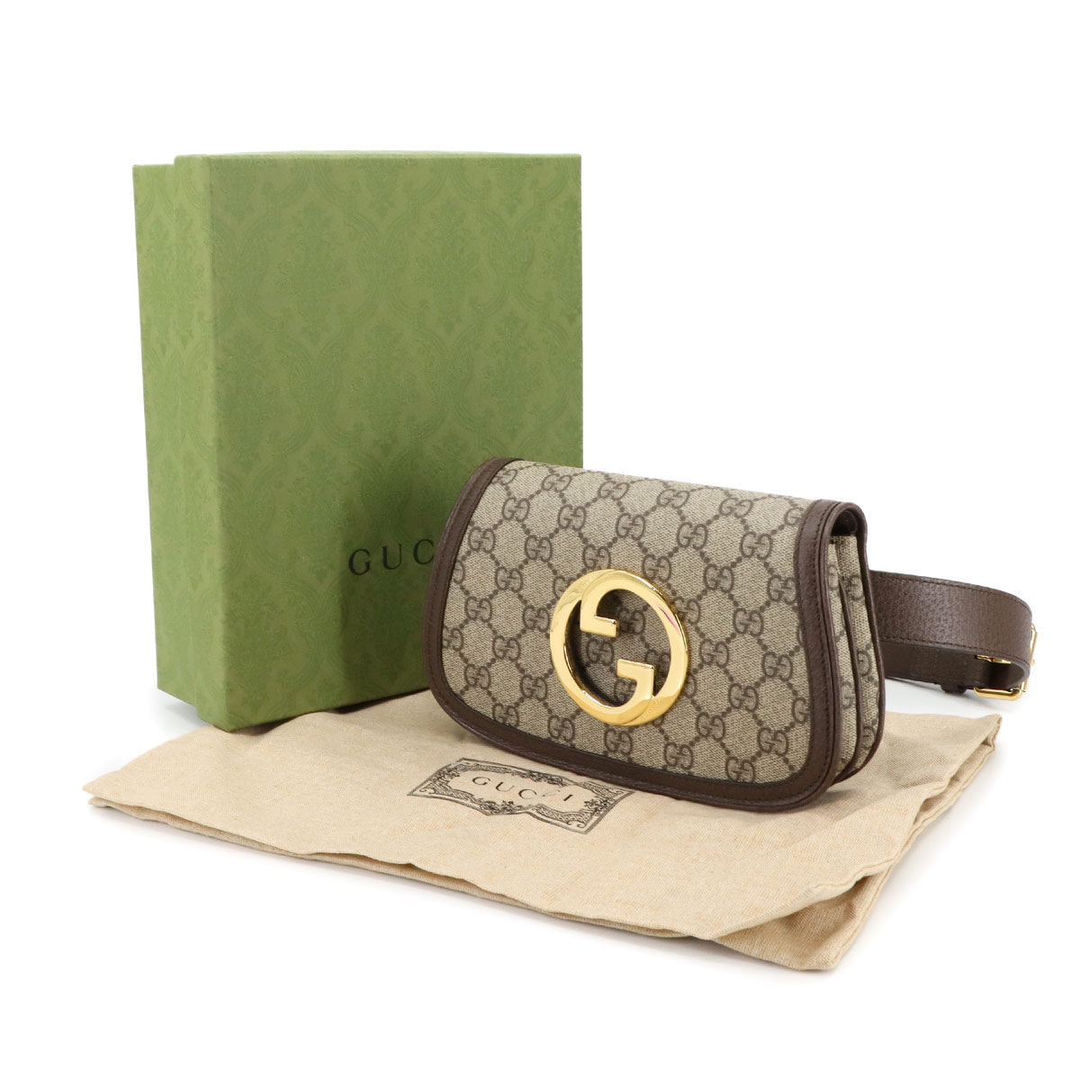 Blondie GG Supreme Belt Bag Leather Beige Brown 703807 Purse