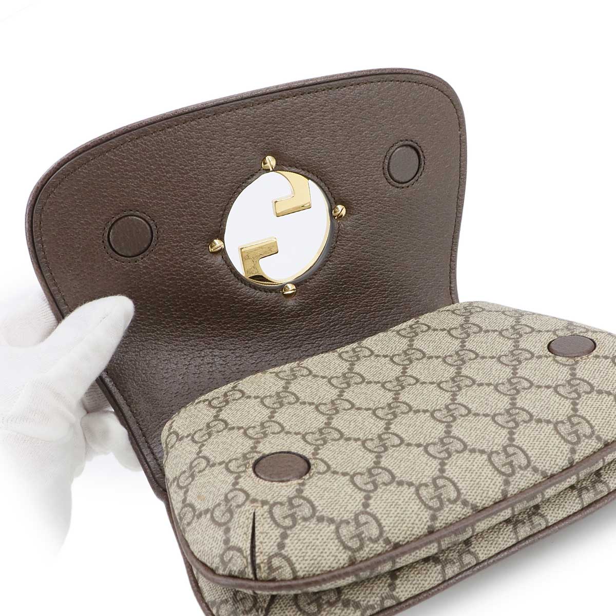 Blondie GG Supreme Belt Bag Leather Beige Brown 703807 Purse