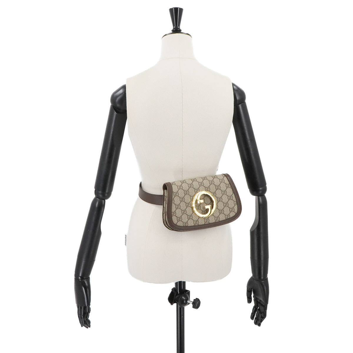 Blondie GG Supreme Belt Bag Leather Beige Brown 703807 Purse