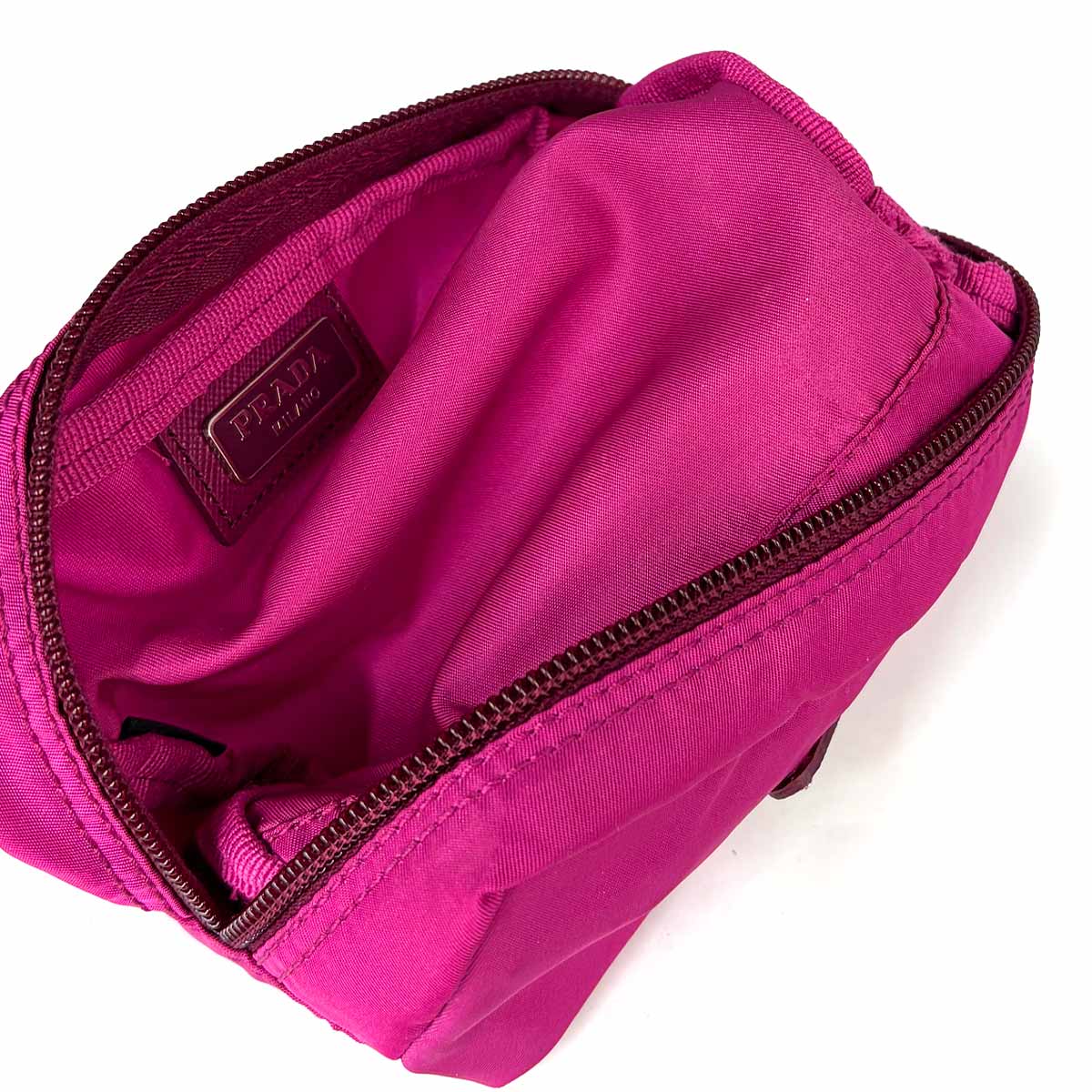 Pouch Nylon Saffiano Leather Pink