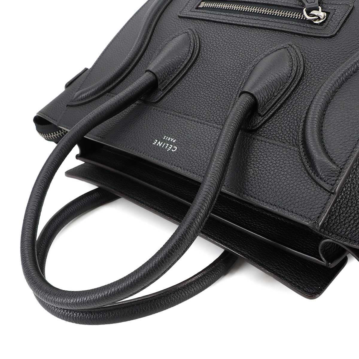 Luggage Micro Shopper Hand Bag Leather Black 167793 Purse