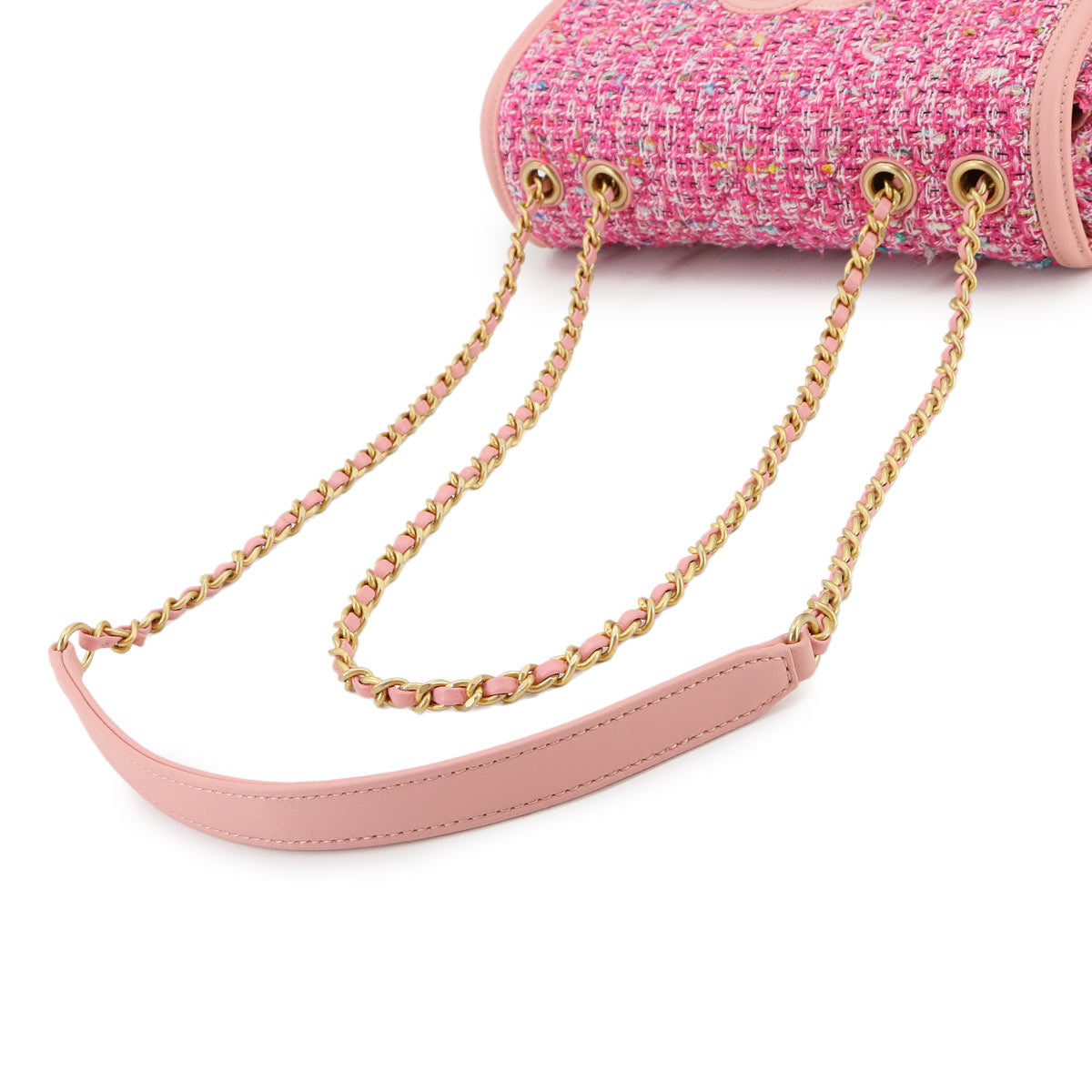 CC Filigree Chain Shoulder Bag Tweed Pink A93340 Purse
