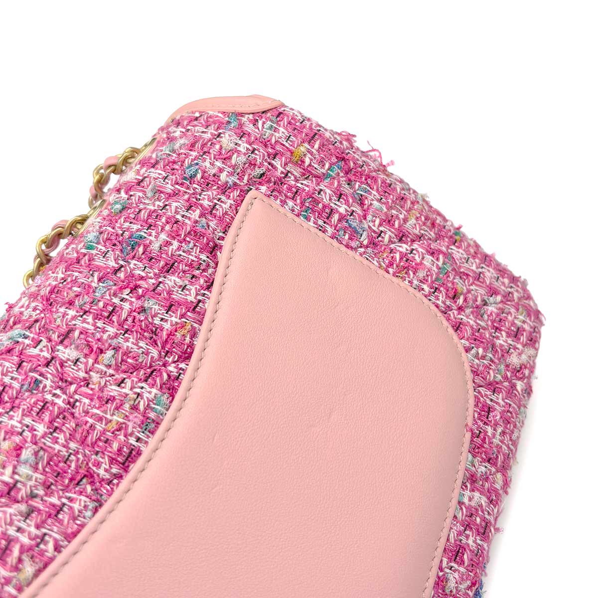 CC Filigree Chain Shoulder Bag Tweed Pink A93340 Purse