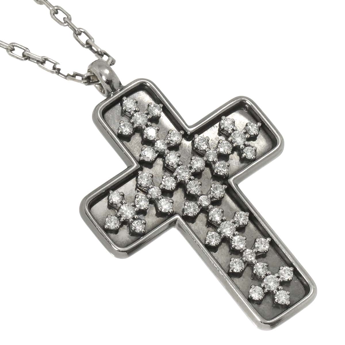 Belle Epoque Diamond Cross Necklace 18K WG 750
