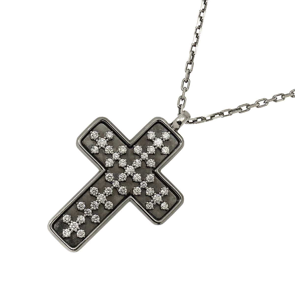 Belle Epoque Diamond Cross Necklace 18K WG 750