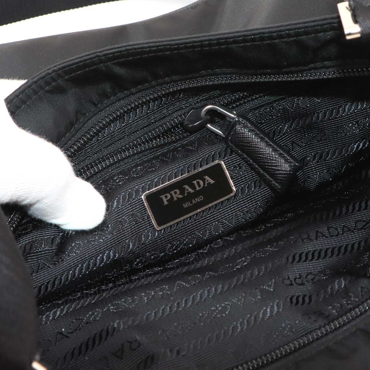 Shoulder Bag Nylon Saffiano Leather Black VA0563 Purse