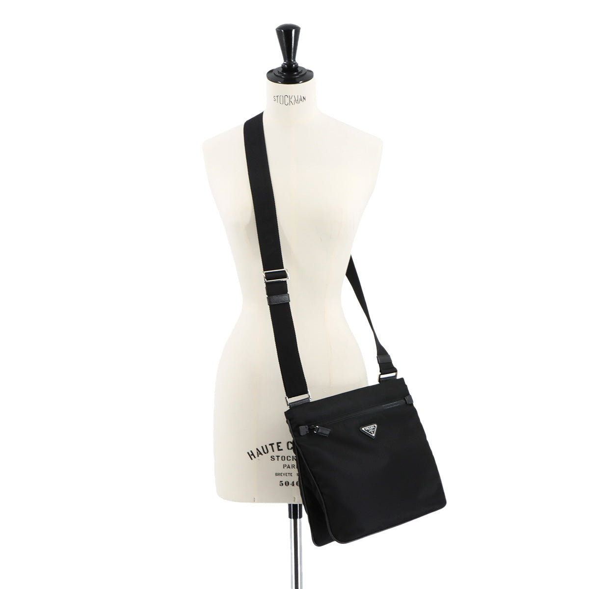 Shoulder Bag Nylon Saffiano Leather Black VA0563 Purse