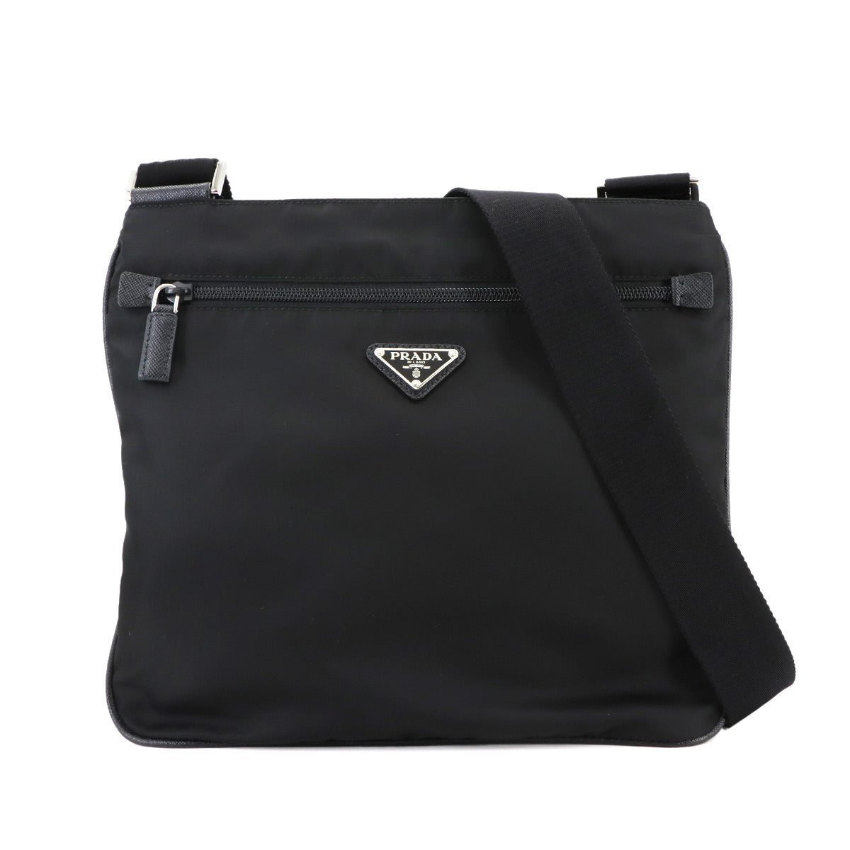 Shoulder Bag Nylon Saffiano Leather Black VA0563 Purse